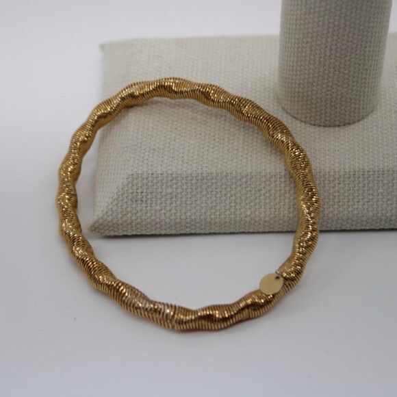 Sterling Silver Gold-tone Stretch Bangle by Leslie's - Picture 6 of 10